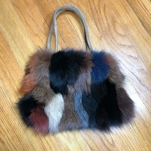 VINTAGE FUR PATCH MINI HANDBAG